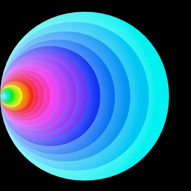 Dessin géométrique de DidElio : cercle en nuances de cyan